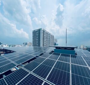 Solar panels on a roof Description automatically generated with medium confidence